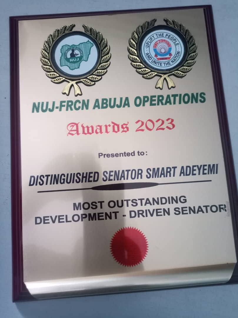 Adeyemi bags “Most Outstanding Development -Driven Senator of the Year’ Award